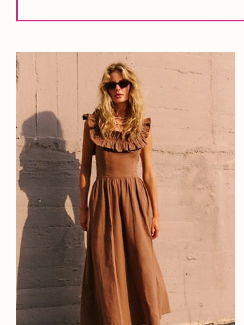 Free People: Ruffle It Up Midi Dress in Brown